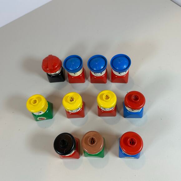 Duplo Lego Lot 11 Square Bottom Chunky Vintage Mini Figures People White Faces - Picture 3 of 6